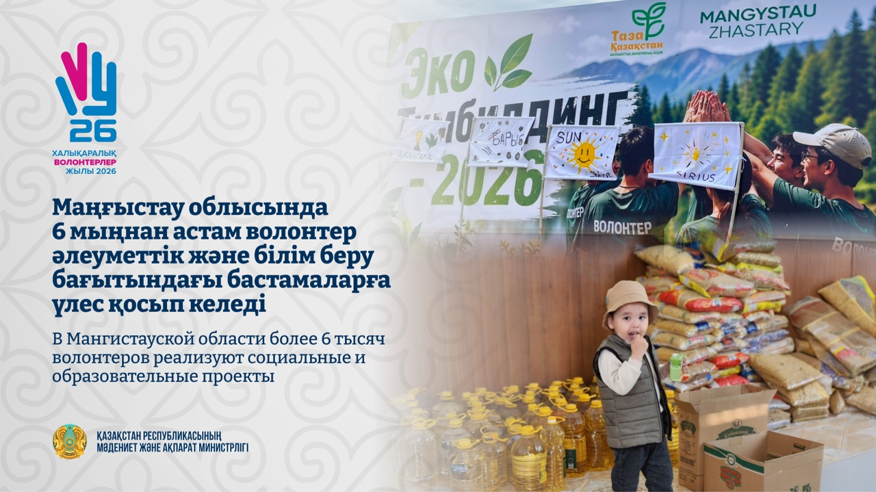 In the Mangystau region, more than 6,000 volunteers are implementing social and educational projects