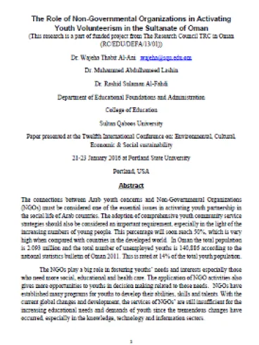 The role of non-governmental organizations in activating youth volunteerism