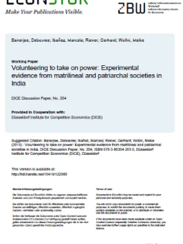 Volunteering to take on power: Experimental evidence from matrilineal and patriarchal societies in India