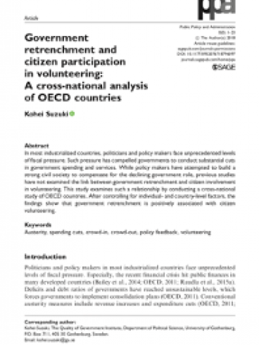 Government retrenchment and citizen participation in volunteering: A cross-national analysis of OECD countries