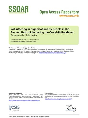 Volunteering in the 2nd half of life during COVID-19
