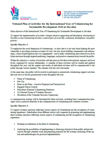 IVY 2026 national activities plan of Slovakia