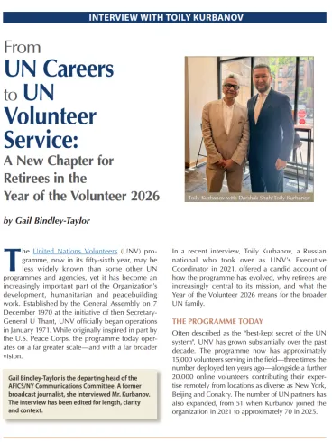 International Volunteer Year Legacy: Volunteerism – It Begins with You | AFICS/NY Bulletin Summer 2026