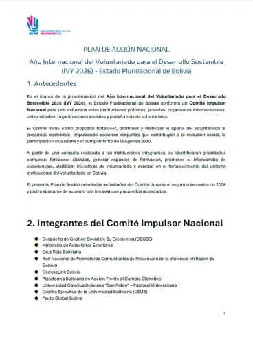 Plan nacional IVY 2026 - Bolivia
