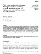‘This word volunteer is killing us’: Making sense of volunteering in social welfare provision for orphans and vulnerable children in rural Zimbabwe