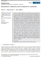 International volunteerism and development in Asia‐Pacific