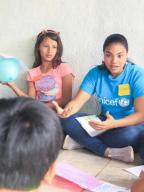 A group of volunteers from the Universidad del Valle implements playful methodologies to improve the knowledge of children from a vulnerable neighborhood of the capital, Managua, on practices to protect themselves from sexual violence.